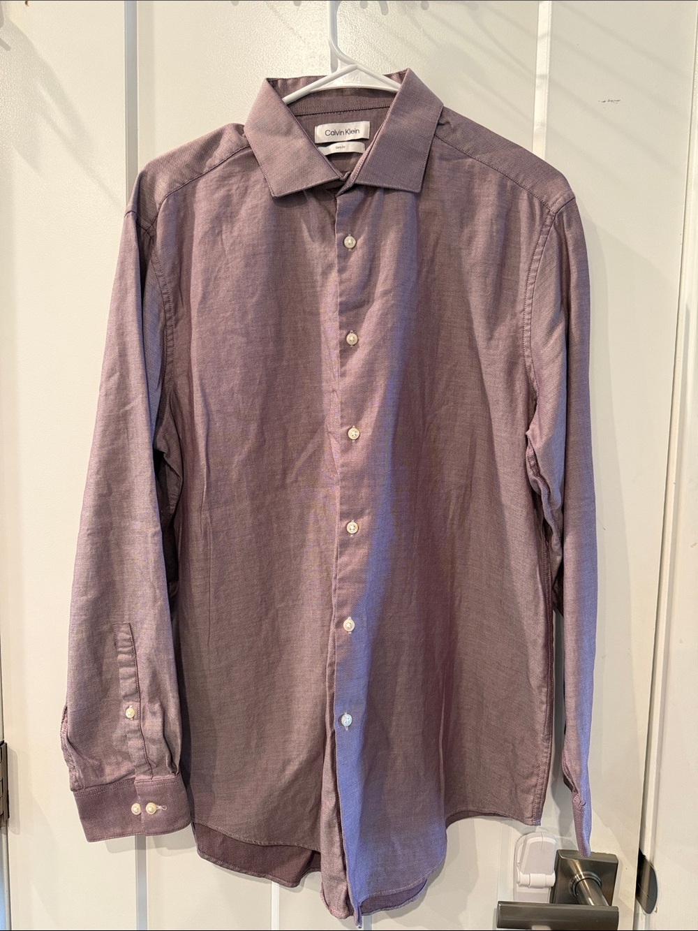 Calvin Klein Men's Lavender-Gray Long Sleeve Slim Fit Dress Shirt